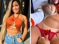 Raissa Oliveira recebendo um carinho gostoso no corpo