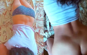Enteada magrinha dando o cu gostoso enquanto geme de tesão no sofá