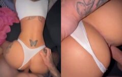 Morena deliciosa de quatro recebendo rola na bucetinha rosada até gemer de prazer