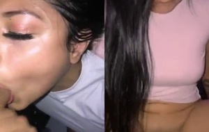 Novinha morena manda um boquete babado e senta gostoso no pau até gozar