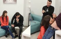 Marido corno deu a esposa de garantia em um empréstimo e teve que assistir o agiota fodendo a gostosa.